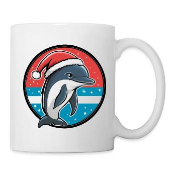 Dolphin with Santa hat - Mug - white - Right