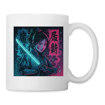 Cyber Samurai Girl Harajuku Y2K Anime Streetwear - Mug - white - Right