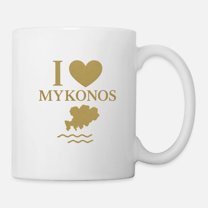 I Love Mykonos Gold - Tasse - Weiß