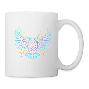 Neon-Eule mit Blitzen - Tasse - Weiß - Rechts