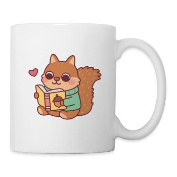 Cute Squirrel Reading A Book - Mug - white - Right