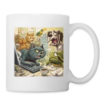 Chaos in the animal office - Mug - white - Right