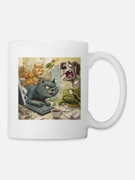 Chaos in the animal office - Mug - white