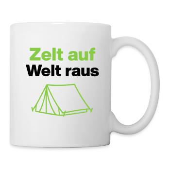 Tent up – world out, for outdoor fans and campers - Mug - white - Right
