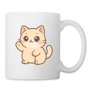 Kawaii Kitten Waving Design - Mug - white - Right