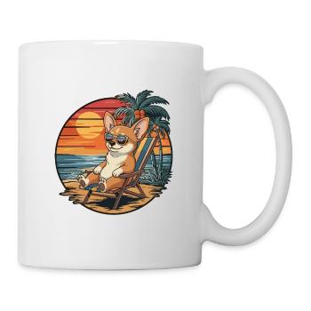 Funny Chihuahua Dog on Beach Summer Sunset - Mug - white - Right