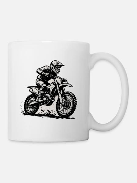Motocross Fahrer Illustration in Action - Tasse - Weiß
