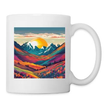 Sunrise in colorful mountain landscapes - Mug - white - Right