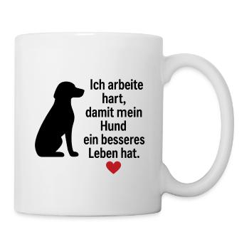 lustiges-hundeshirt-ich-arbeite-hart-hund.png - Tasse - Weiß - Rechts