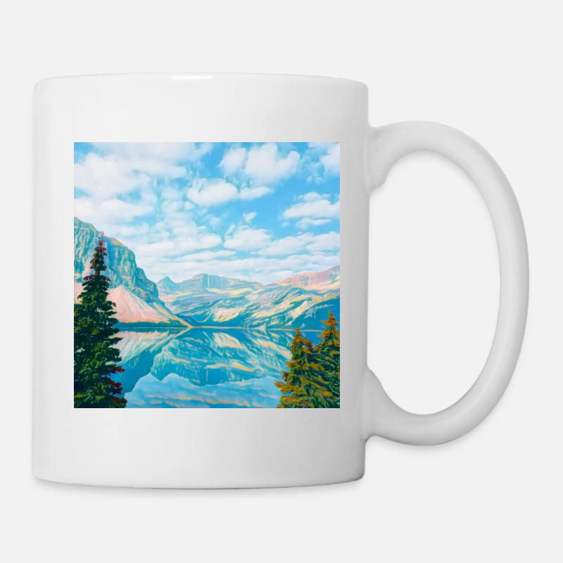 Reflet bleu ciel du lac de montagne - Mug blanc - blanc