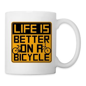 La vie est meilleure à vélo. Cyclisme Sport - Mug blanc - blanc - Droite