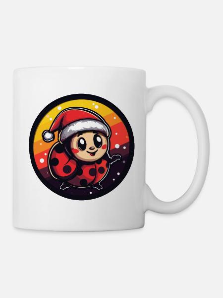 Weihnachts-Ladybug Santa Kostüm - Tasse - Weiß