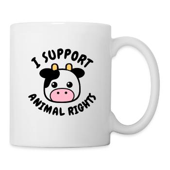 Je soutiens la vache pour les droits des animaux - Mug blanc - blanc - Droite