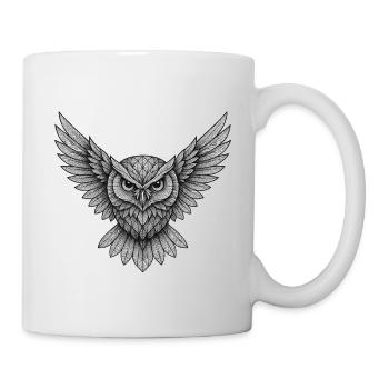 Eule Geometrisch Flügel - Tasse - Weiß - Rechts