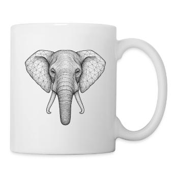 Geometrischer Elefantenkopf Skizzenstil - Tasse - Weiß - Rechts