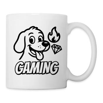 Gaming Schrif mit lustigem Hundemotiv und Icons - Tasse - Weiß - Rechts