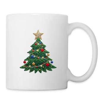 Bestickter Weihnachtsbaum – Weihnachtsdesign (gedruckt) - Tasse - Weiß - Rechts