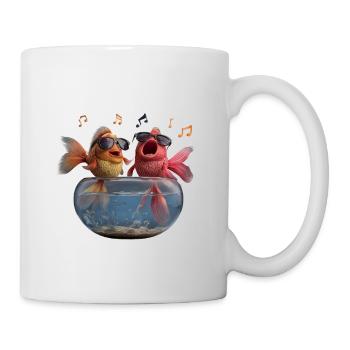 Singing goldfish with sunglasses in glass - Mug - white - Right