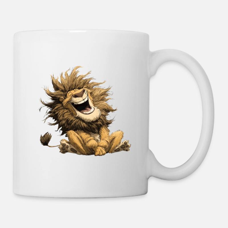 Laughing Lion Wildcat Funny Cheerful Humor - Mug - white