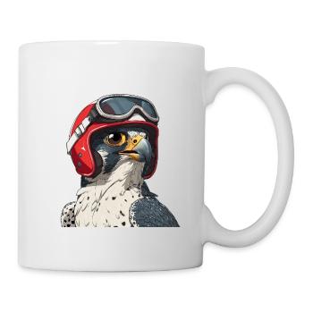 Falcon with Motorcycle Racing Helmet Vintage Bird of Prey - Mug - white - Right