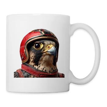 Falcon with Racing Helmet Vintage Motorcycle Bird of Prey - Mug - white - Right
