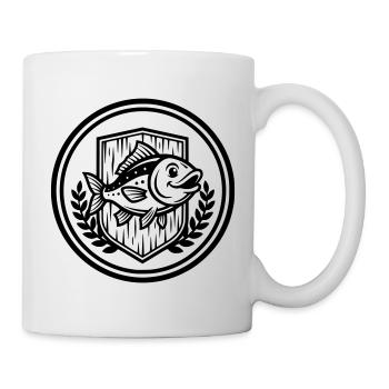 Angler Coat of Arms Fish Club Logo Vector - Mug - white - Right