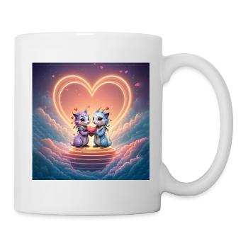 Neondrachen verliebt - Tasse - Weiß - Rechts
