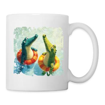 Krokodile im Wasserspaß Duo - Tasse - Weiß - Rechts