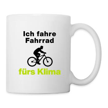 Ich fahre Fahrrad fürs Klima. Dein Beitrag - Tasse - Weiß - Rechts