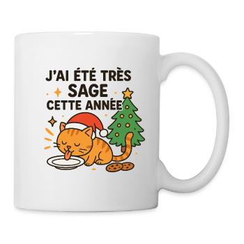 Wise and Gourmet Christmas Cat - Mug - white - Right