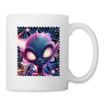 Portrait d’extraterrestre néon dans Psychedelicht - Mug blanc - blanc - Droite