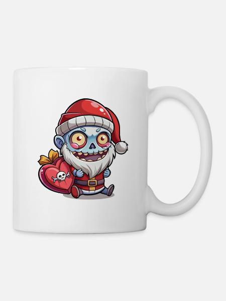 Cœur de Père Noël Zombie Bleu - Mug blanc - blanc