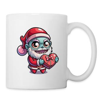 Zombie du Père Noël avec cadeau au cœur - Mug blanc - blanc - Droite