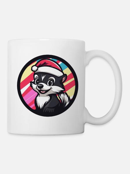 Weihnachts-Stinktier Karikatur - Tasse - Weiß