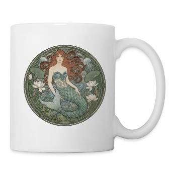 Sirène dans le cercle Art nouveau - Mug blanc - blanc - Droite