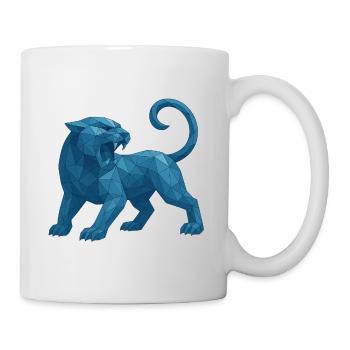 Blue Geometric Lion - Tasse - Weiß - Rechts