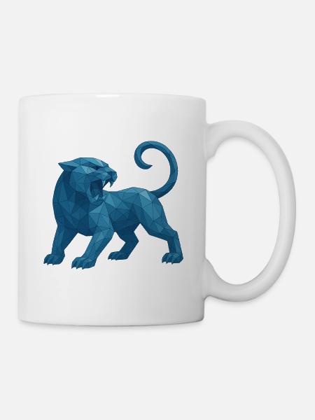 Blue Geometric Lion - Tasse - Weiß