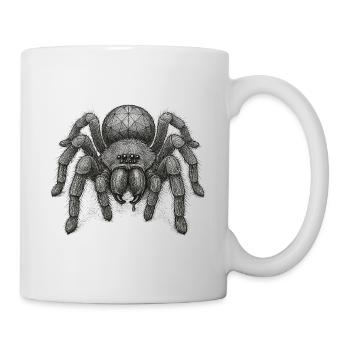 Geometrischer Netzspinnen-Porträt - Tasse - Weiß - Rechts