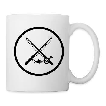 Logo des cannes à pêche croisées Vecteur d’icônes - Mug blanc - blanc - Droite