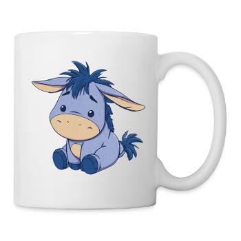 Blauer niedlicher Plüsch-Esel - Tasse - Weiß - Rechts