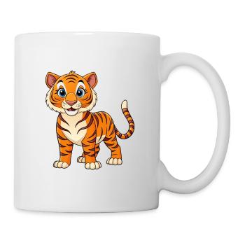 Cartoon-artiger Tiger - Tasse - Weiß - Rechts