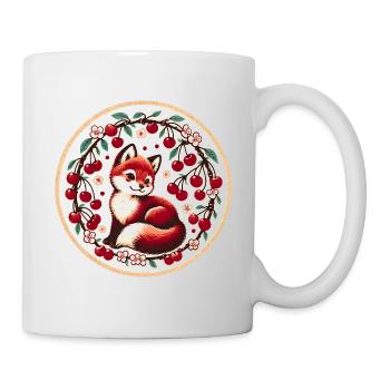 Cherry Ring Fox Vintage Circle - Mug - white - Right
