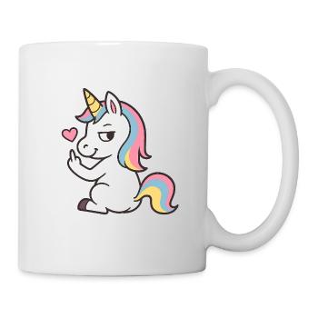 Cheeky Unicorn with Heart – Sweet Unicorn Statement - Mug - white - Right