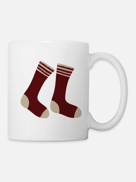 Chaussettes à orteils rayés bordeaux - Mug blanc - blanc