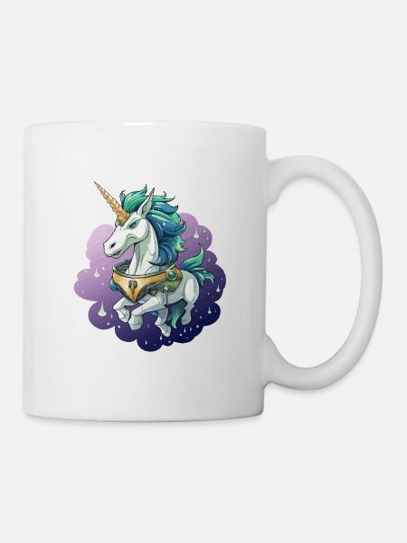 Kosmischer Einhorn im Sternenmeer - Tasse - Weiß
