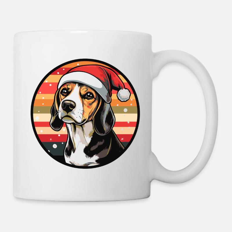 Beagle avec un chapeau de Père Noël - Mug blanc - blanc