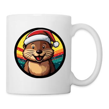 Winterotter im Santa-Hut - Tasse - Weiß - Rechts