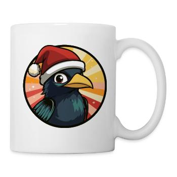 Weihnachtsrabe im Santa-Hut - Tasse - Weiß - Rechts
