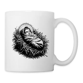 Baby Jesus born in the Christmas manger - Mug - white - Right