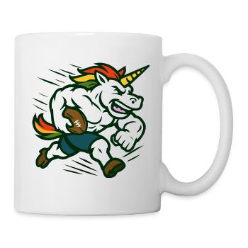 Unicorn Football Speed Maskottchen-Power-Design - Tasse - Weiß - Rechts